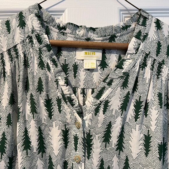 Maeve Long Sleeve Blouse Pine Tree Print - Size 4 - Picture 3 of 6